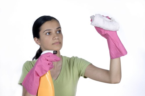 Deep cleaning a fabric sofa in a Canary Wharf apartment
