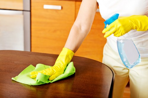 Local deep cleaning team working around Canary Wharf building access and concierge procedures